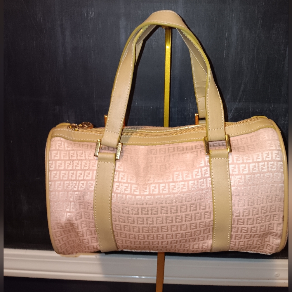 Fendi FF Rare Vintage Pink Canvas Bag - Picture 2 of 6